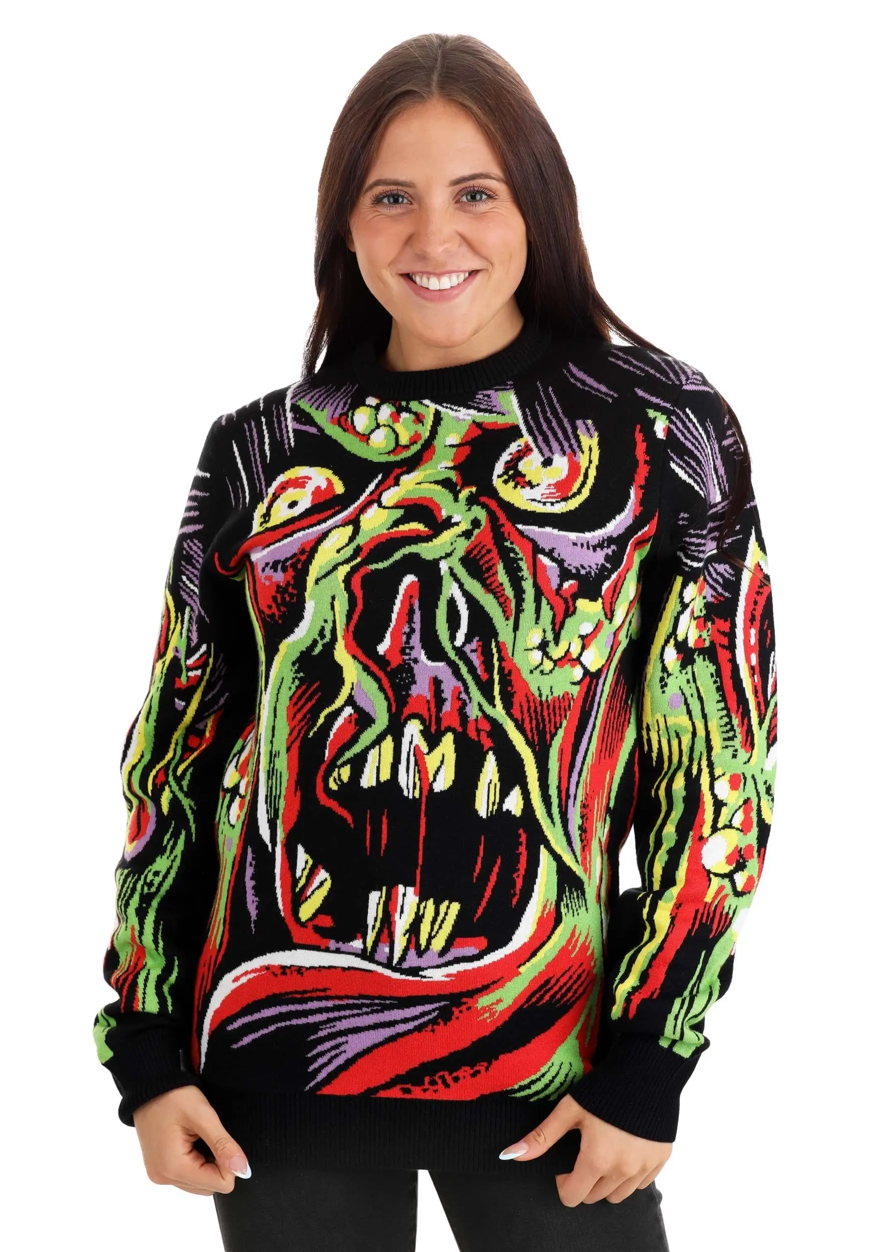 Face The Monster Halloween Ugly Sweater For Adults - Image 6