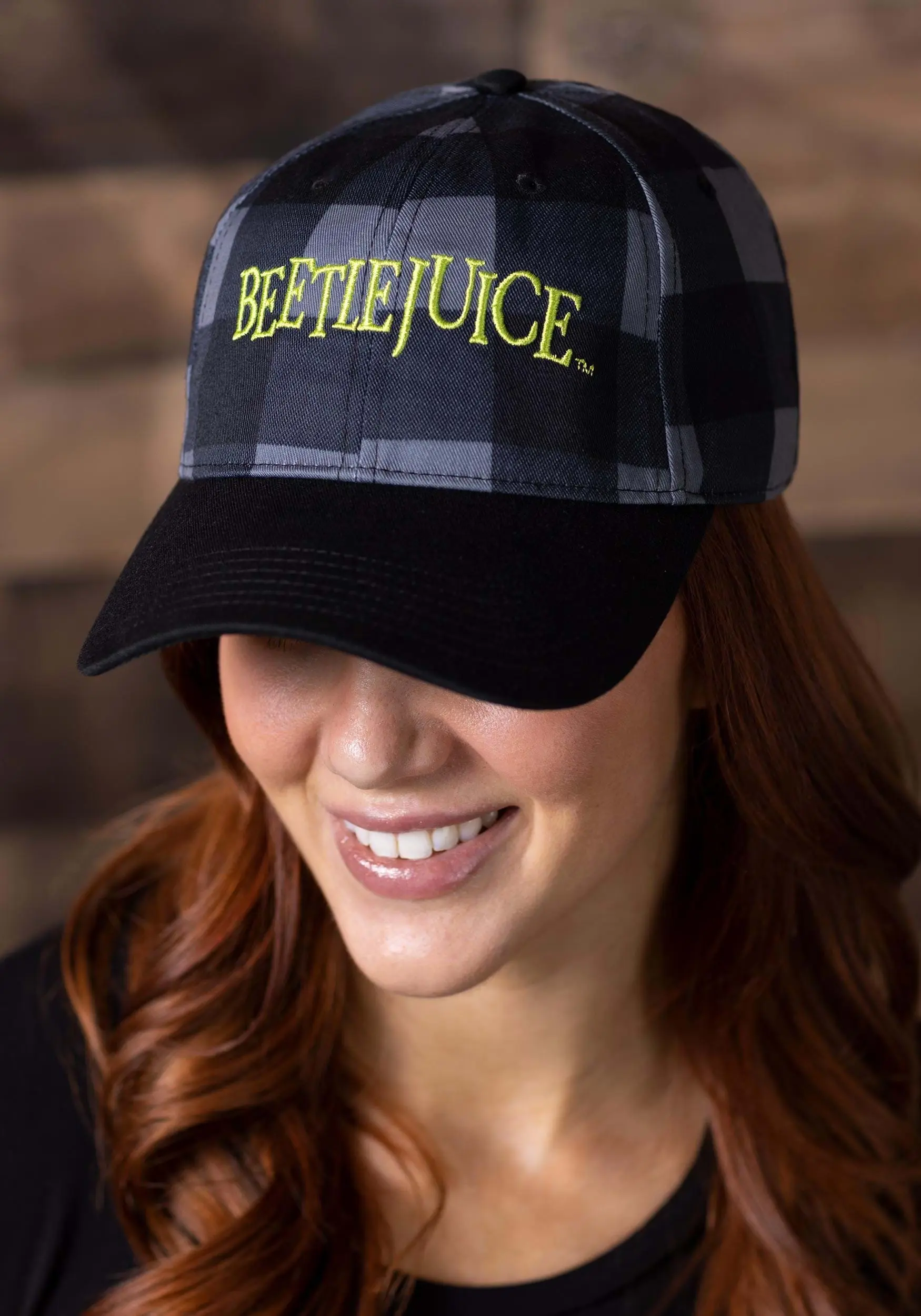 Beetlejuice Logo Embroidered Plaid Twill Hat - Image 7