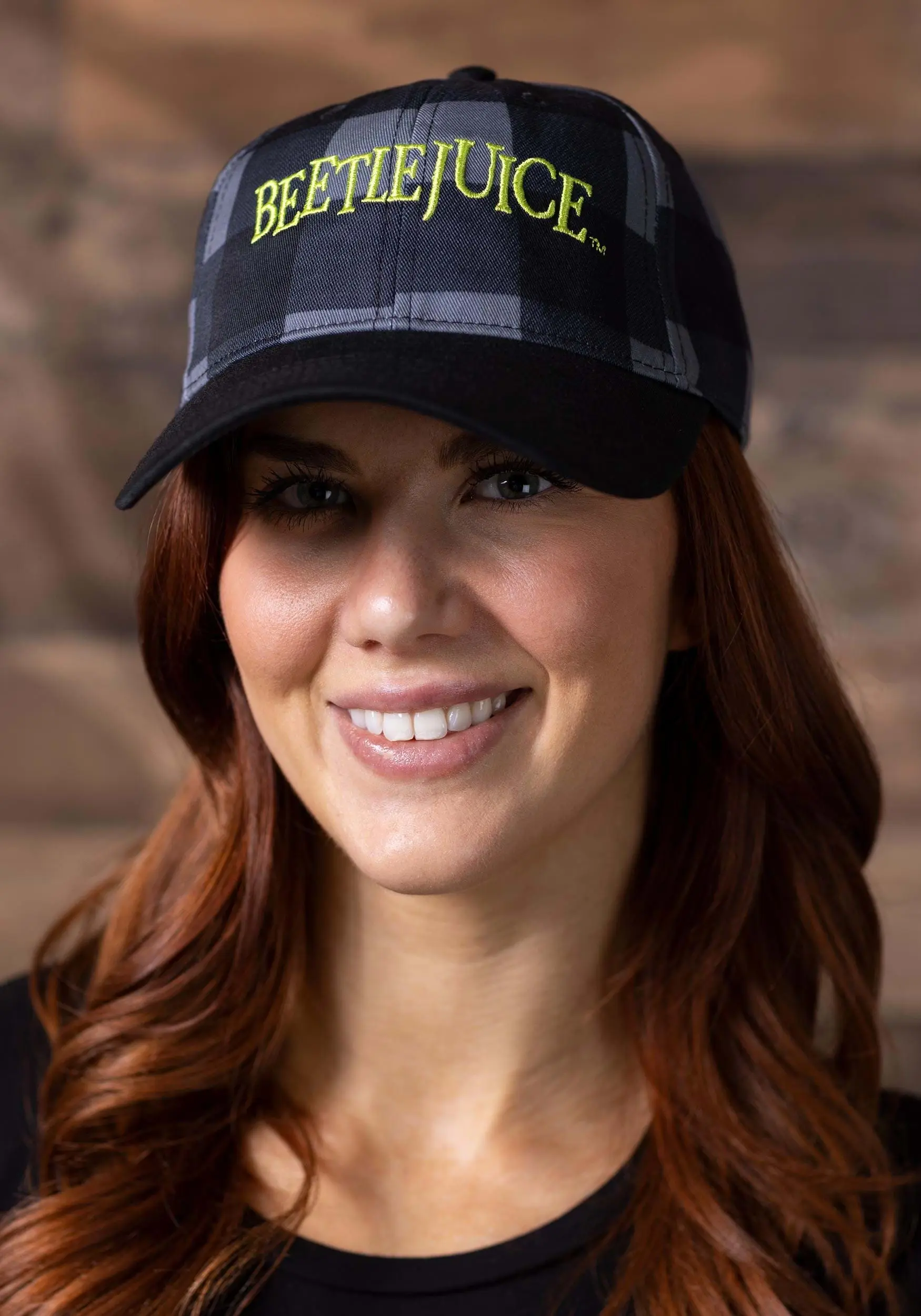 Beetlejuice Logo Embroidered Plaid Twill Hat