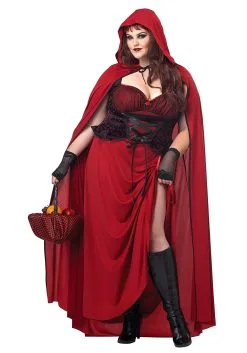 Dark Red Riding Hood Plus Size Womens Costume