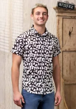 Adult Ghostly Photos Beetlejuice Button Up Shirt