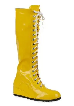Men's Yellow Wrestling Lace Up Boots For Men
