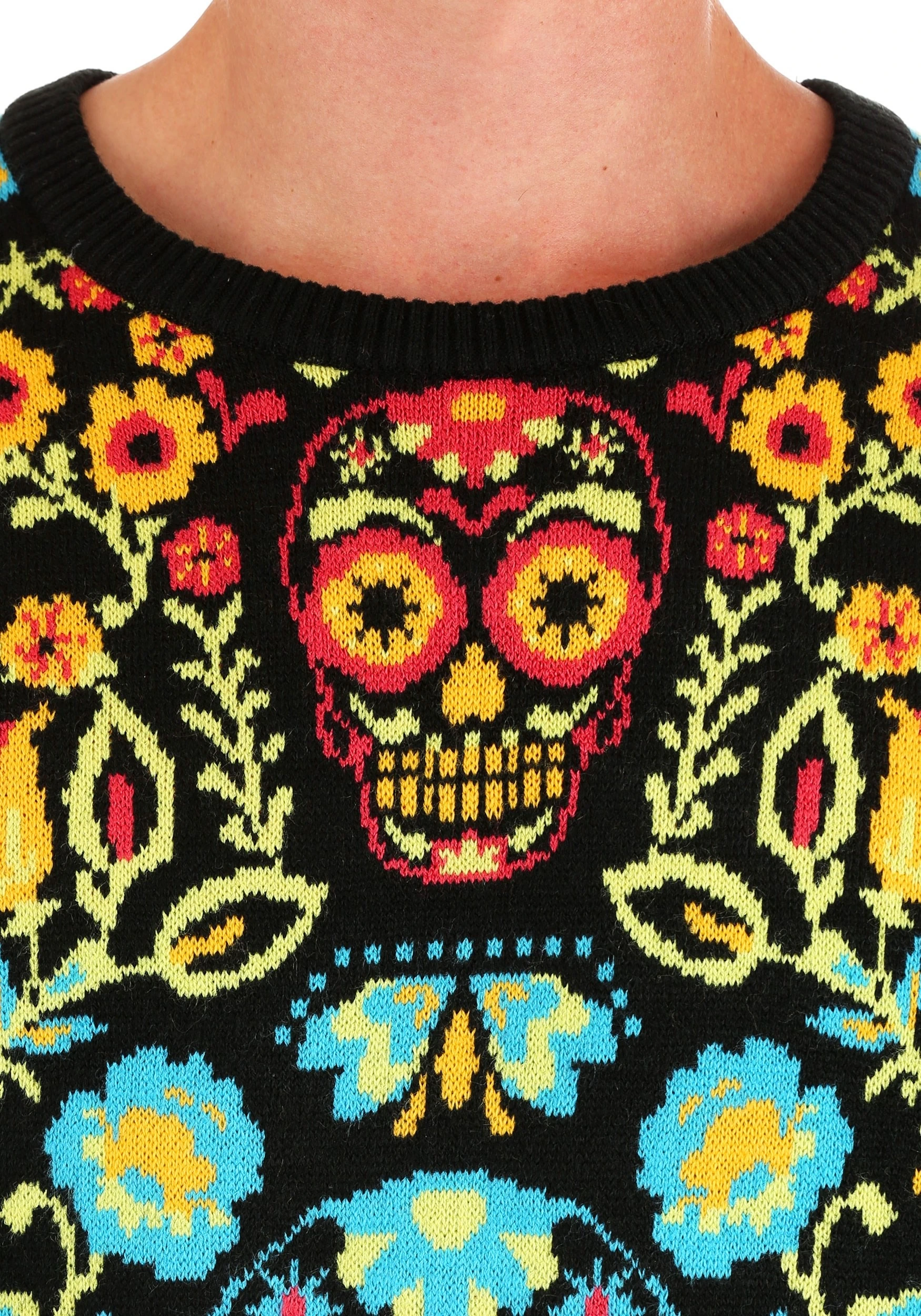 Sugar Skull Ugly Halloween Sweater For Adults - Image 5