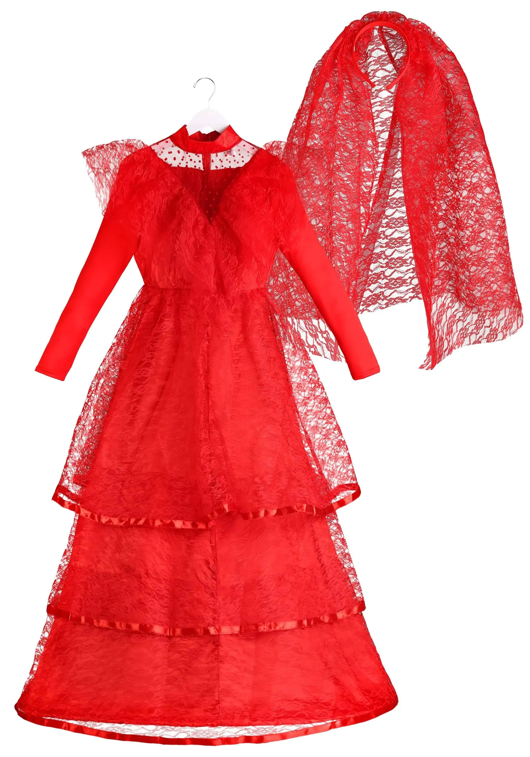 Womens Red Gothic Wedding Dress - Image 11