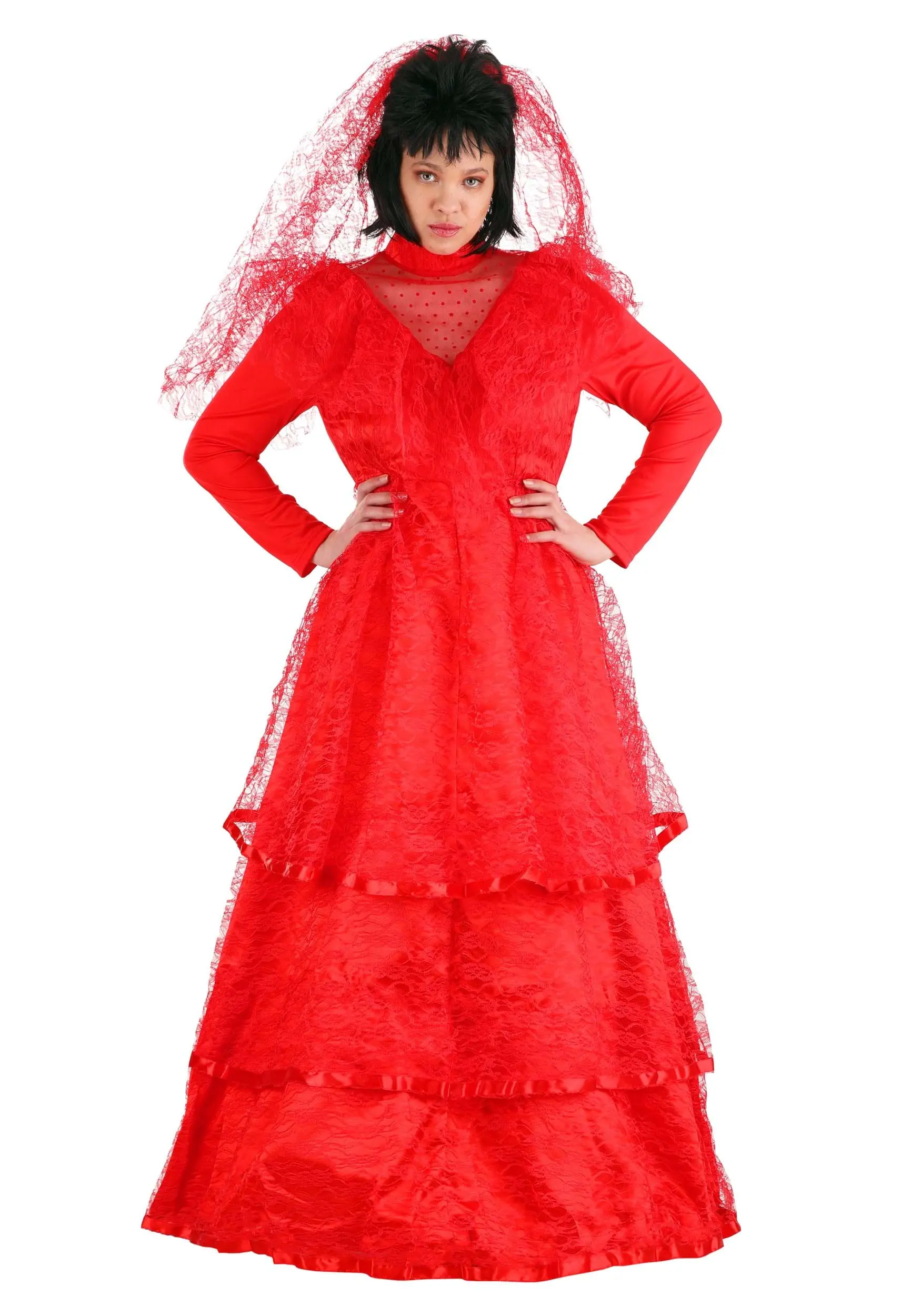 Womens Red Gothic Wedding Dress - Image 8