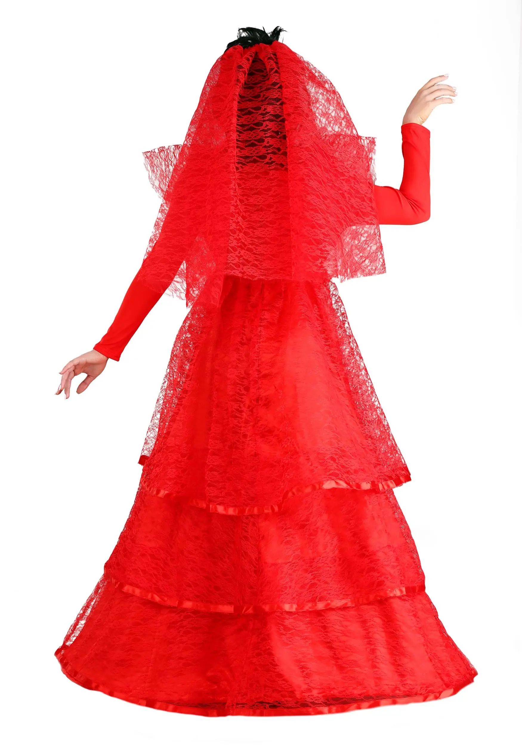 Womens Red Gothic Wedding Dress - Image 10