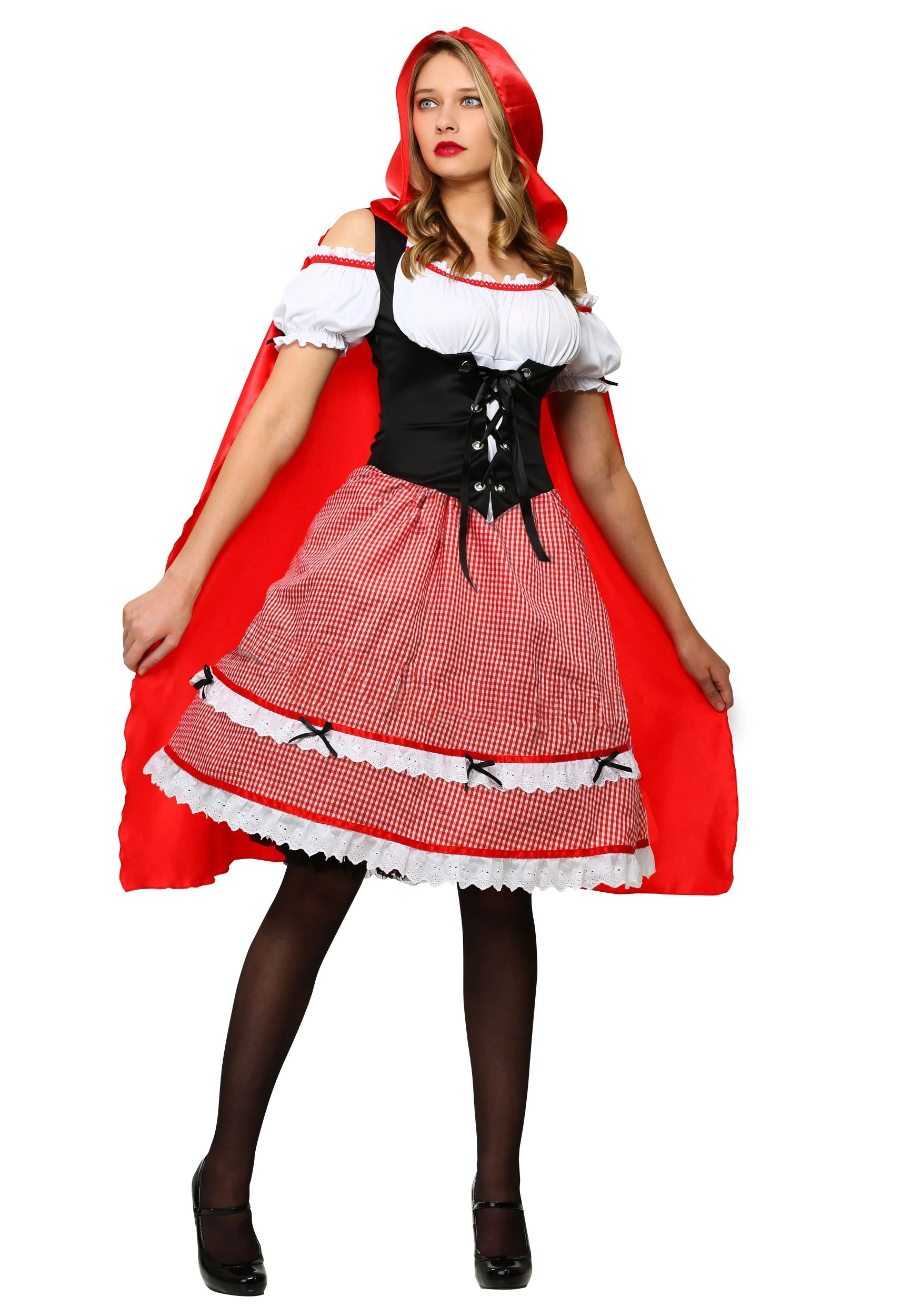 Women's Red Riding Hood Knee Length Dress Costume